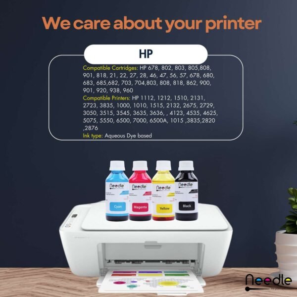 Needle Ink Refill with Suction Tool for Cartridge Printers 100 gms each Black + Tri Color Combo Pack Ink Bottle