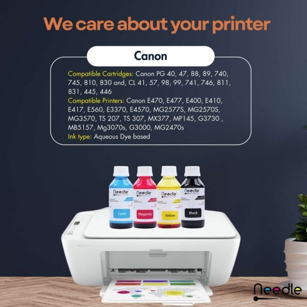 Needle Ink Refill with Suction Tool for Cartridge Printers 100 gms each Black + Tri Color Combo Pack Ink Bottle